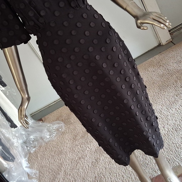 Vintage 60's trace off dress in textured georgette - Picture 3 of 7